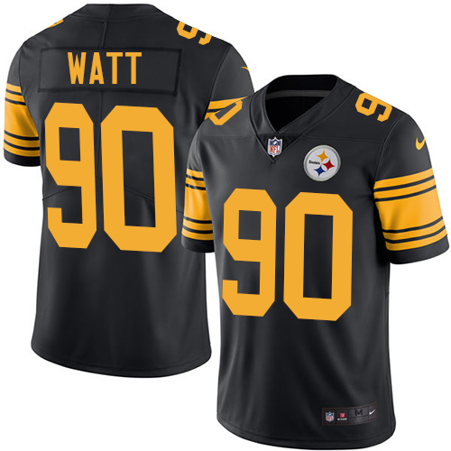 Nike Steelers #90 T. J. Watt Black Youth Stitched NFL Limited Rush Jersey - Click Image to Close